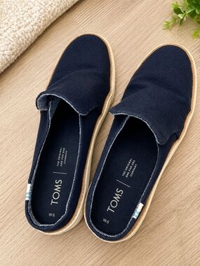 Toms Navy Canvas Women’s Slip-On Loafers